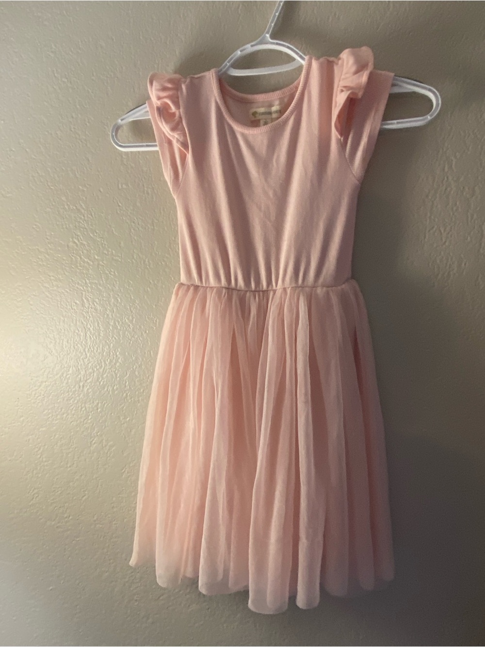 Tucker + Tate Pale Pink Tulle Dress with Ruffle Sleeves EUC 5T